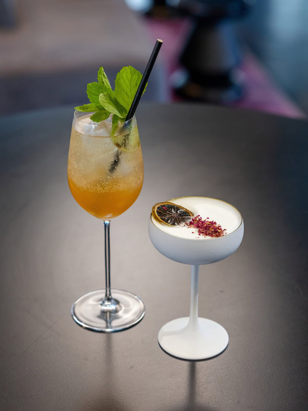 two cocktail glasses at Jackalope