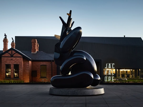 a seven-metre-tall jackalope sculpture by artist Emily Floyd