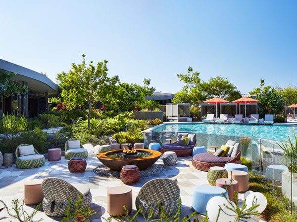 a poolside bar and lounge at Elements of Byron