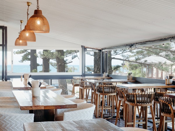 the dining interior at Loft Byron Bay