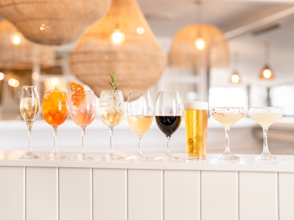 cocktail drinks on the counter at Loft Byron Bay