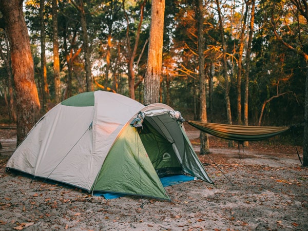 a tent and hammock setup in Mulgumpin