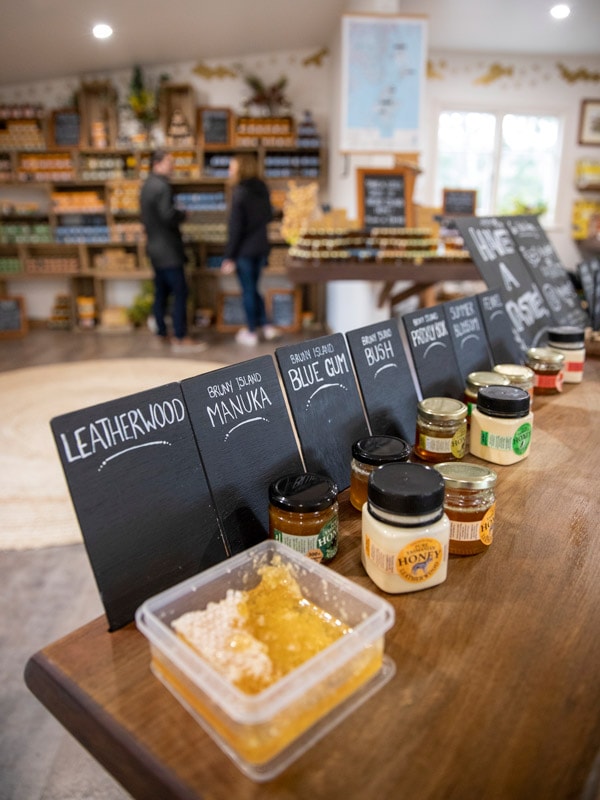 a display of Bruny Island honey samples
