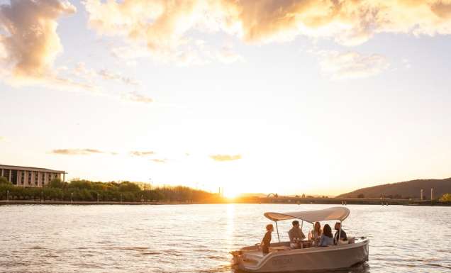 Group on a Go Boat on Lake Burley Griffin in Canberra
