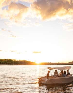 Group on a Go Boat on Lake Burley Griffin in Canberra