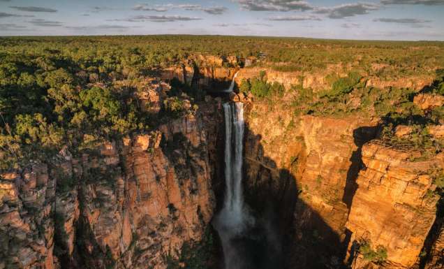 an aerial view of Jim Jim Falls