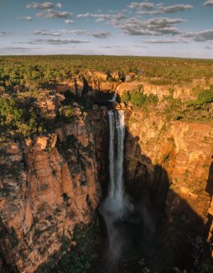 an aerial view of Jim Jim Falls