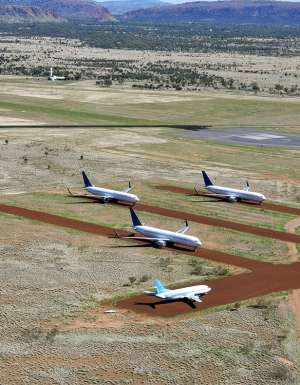 Aircrafts on field at Alice Springs airport