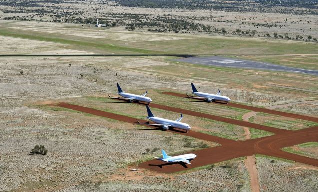 Aircrafts on field at Alice Springs airport