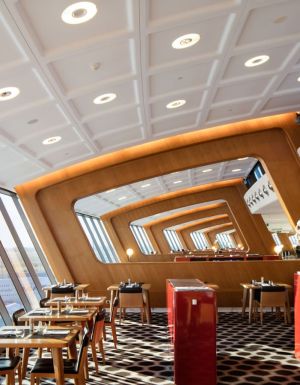 the seating area at Qantas International First Lounge, Sydney