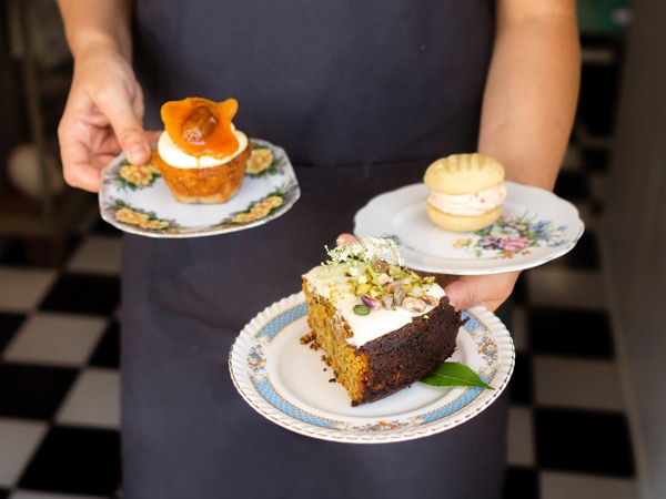 Desserts served at Yum Yum Angourie Cafe and General Store, Yamba.
