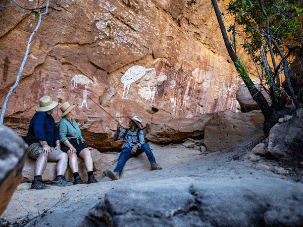 Indigenous rock art tour at Queensland's Quinkan rock art site.
