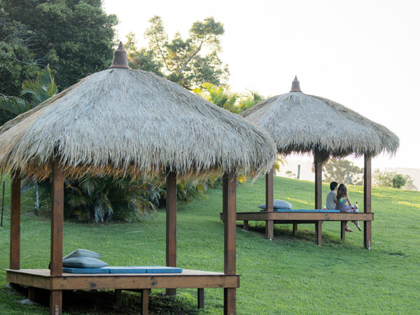 outdoor huts at Cape Byron Retreat