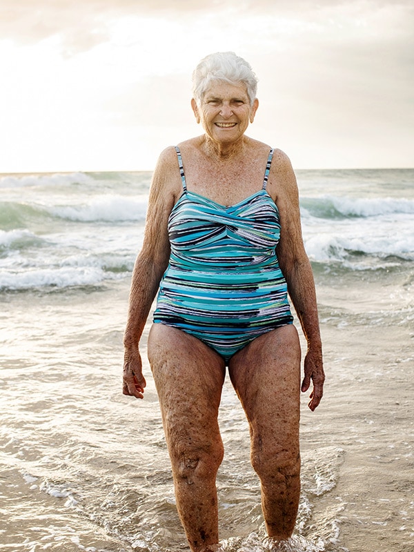 Old lady swimming
