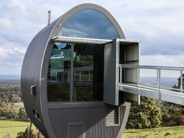 the egg-shaped Ballarat accommodation at The Skybarrel