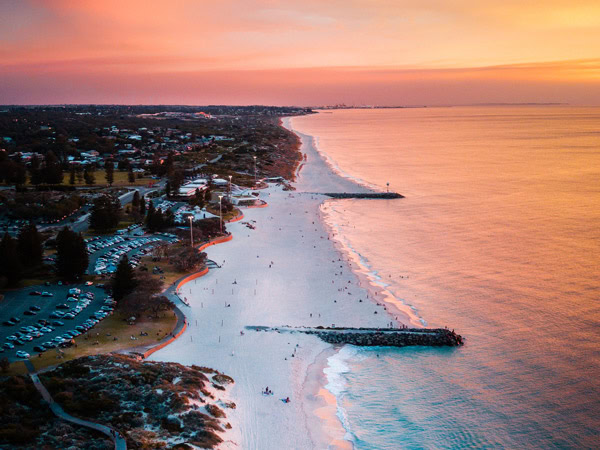 sunset at City Beach in Perth