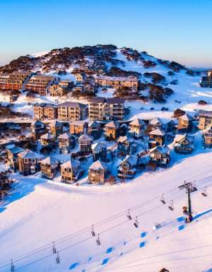 Aerial shot of Craig Parry Village in Mt Hotham