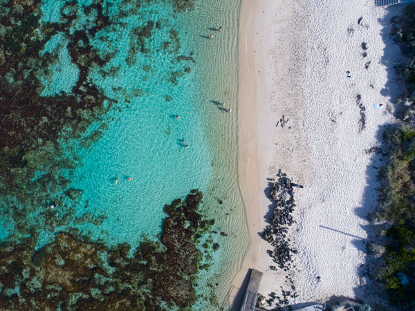 an aerial view of Mettams Pool, Perth