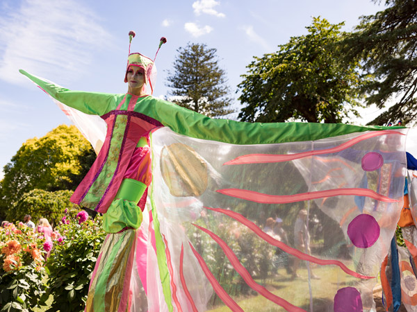 a performer wearing a costume at the Ballarat Begonia Festival