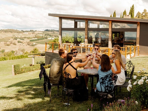 friends enjoying wine tasting at Borrodell Estate