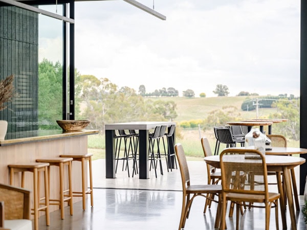 an al fresco seating area at Logan Wines, Orange