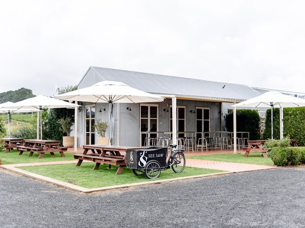 outside of the cellar door at See Saw Wine, Orange