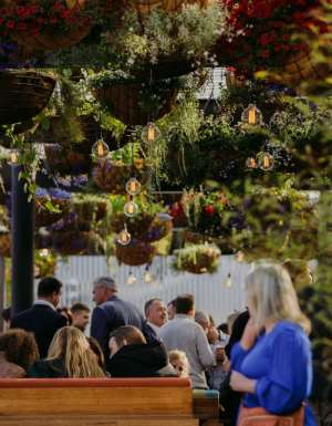 In the hanging garden