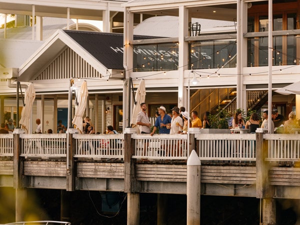a waterfront bar at Hemingway’s Brewery