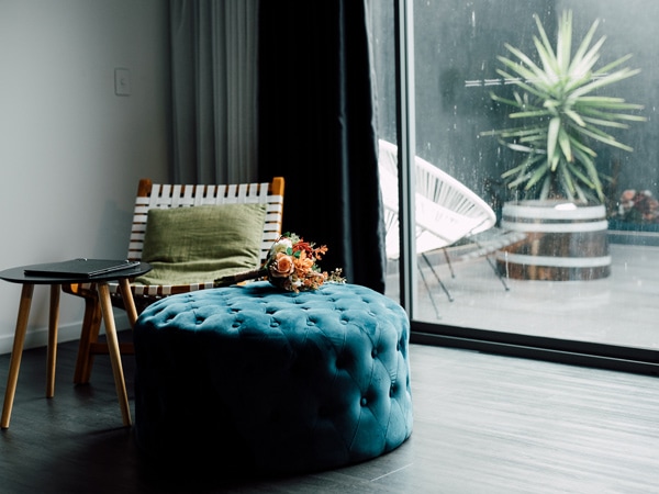 Foot stool at Change Overnight, accommodation in Launceston. 