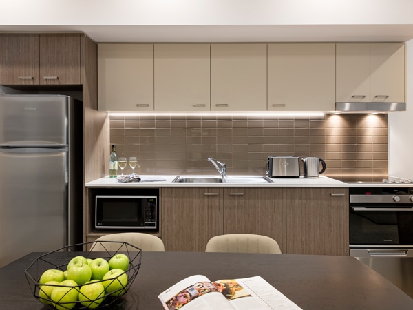 the kitchen in the one bed suite at Quest Newcastle West