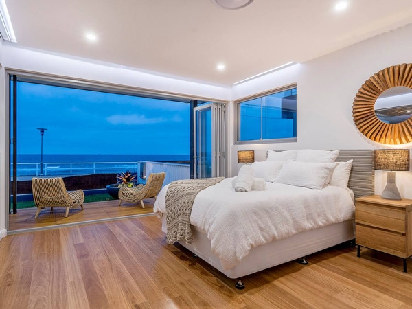the beachfront bedroom at The Beach House at Merewether