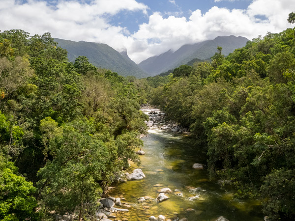 an aerial view of the Mossman River