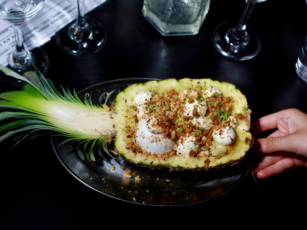 a pineapple dish at Bam Pow, Port Douglas