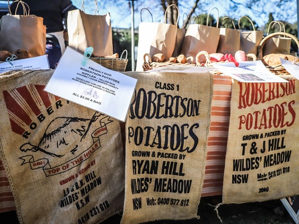 a potato stall at the Kangaroo Valley Farmers’ Market