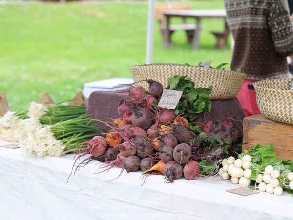 fresh produce on display at the Kangaroo Valley Farmers’ Market