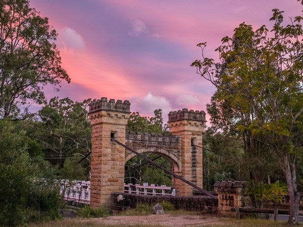 the Hampden Bridge at sunset