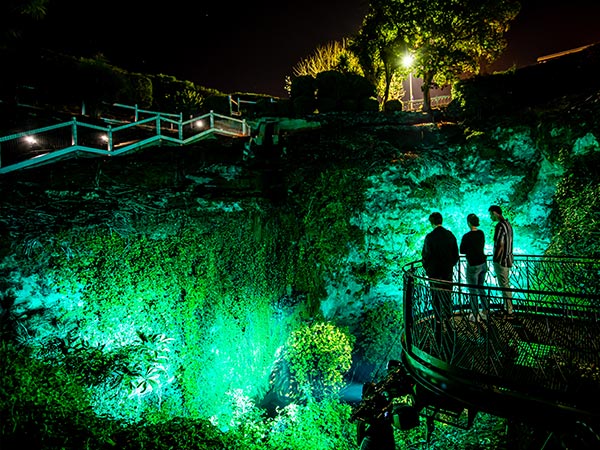 light show at Cave Garden