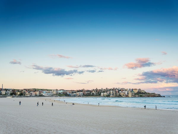 The sun sets at Bondi Beach