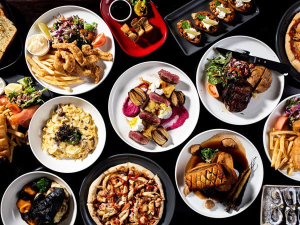 a table-top view of the set menu at Mount Gambier Hotel