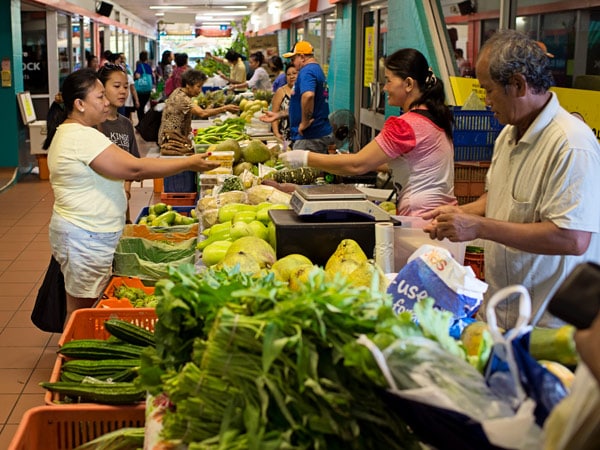 buying green vegetables at Rapid Creek Markets