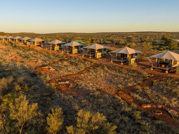 an aerial view of the glamping tents at Kings Creek Station Drovers Dream, Northern Territory