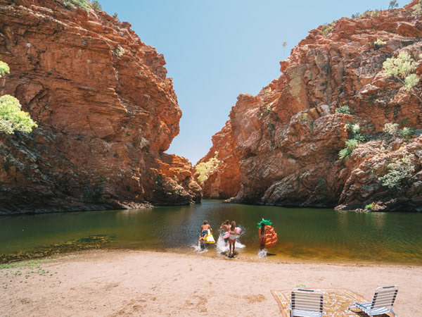 friends swimming at Ellery Creek