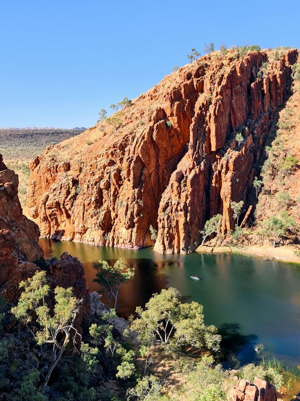 an aerial view of people swimming in Glen Helen