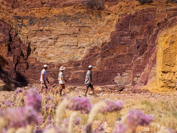 a group of hikers exploring Ochre Pits