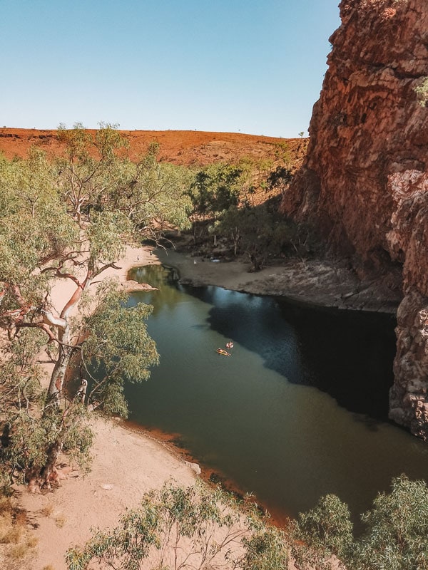 an aerial view of the Ormiston Gorge