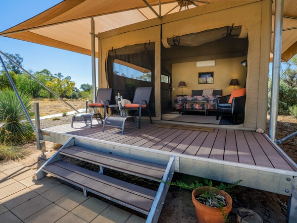 the glamping tent at Squeaky Windmill