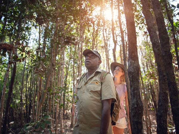 Victor Cooper accompanying tourists during Ayal Aboriginal Tours Kakadu