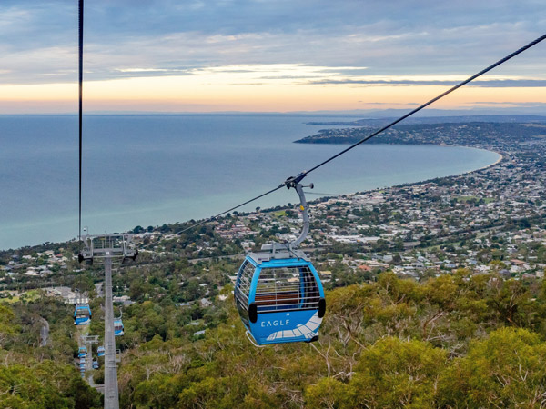 a cable car overlooking Port Phillip Bay at Arthurs Seat Eagle