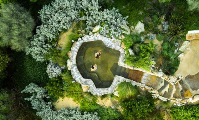 an aerial view of the Peninsula Hot Springs