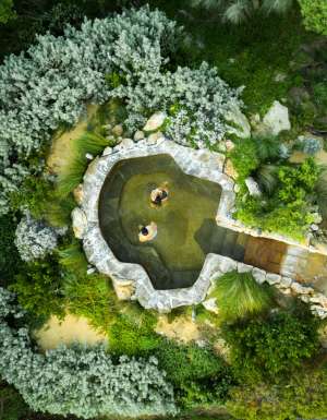an aerial view of the Peninsula Hot Springs